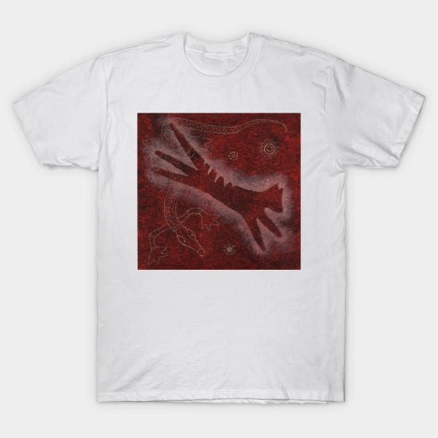 Cave Art Style Tasmanian Tiger T-Shirt by PurpleMoose